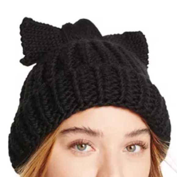 Federicamoretti Black Chunky Knit Bow Beanie - Made in Italy - Wool Blend - Picture 6 of 6